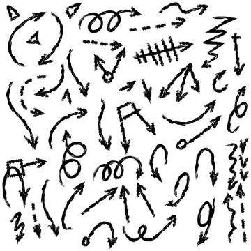Arrow doodles vector. A set of simple sketches of arrows. Up, down, left, right Stock Illustration