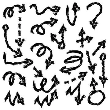 Arrow doodles vector. A set of simple sketches of arrows. Up, down, left, right Stock Illustration