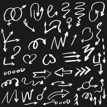 Arrow doodles vector. A set of simple sketches of arrows. Up, down, left, right Illustrazione stock