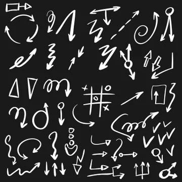 Arrow doodles vector. A set of simple sketches of arrows. Up, down, left, right Stock Illustration