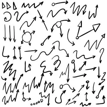 Arrow doodles vector. A set of simple sketches of arrows. Up, down, left, right Stock Illustration