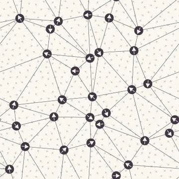 Arrow dot directional network. Web pointer background. Monochrome communication Stock Illustration