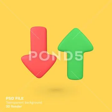 Arrow down and up isolated 3d render icon illustration PSD Template