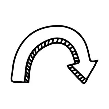 Arrow down and right direction line style Illustrazione stock