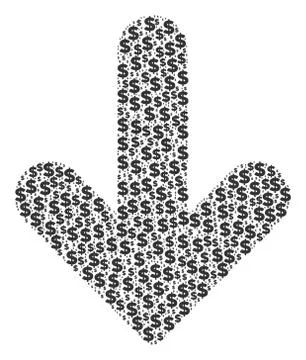 Arrow Down Composition of Dollar and Dots Stock Illustration