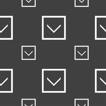 Arrow down, Download, Load, Backup icon sign. Seamless pattern on a gray back 스톡 일러스트