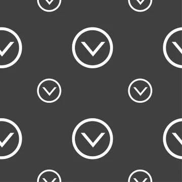Arrow down, Download, Load, Backup icon sign. Seamless pattern on a gray back Stock Illustration