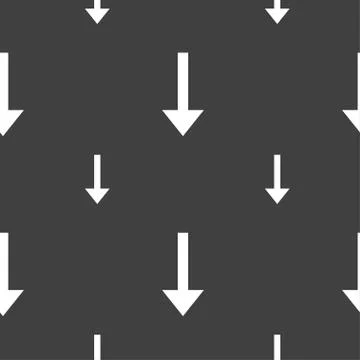 Arrow down, Download, Load, Backup icon sign. Seamless pattern on a gray back Stock Illustration