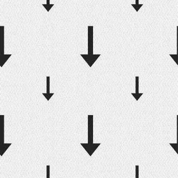 Arrow down, Download, Load, Backup icon sign. Seamless pattern with geometric te Stock Illustration