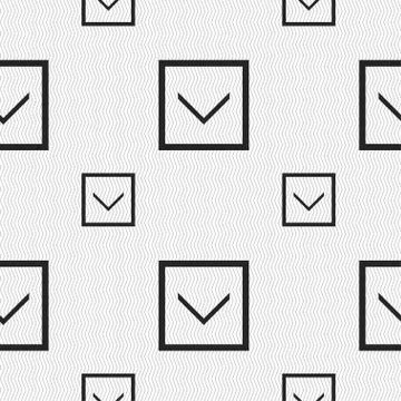 Arrow down, Download, Load, Backup icon sign. Seamless pattern with geometric te Stock Illustration