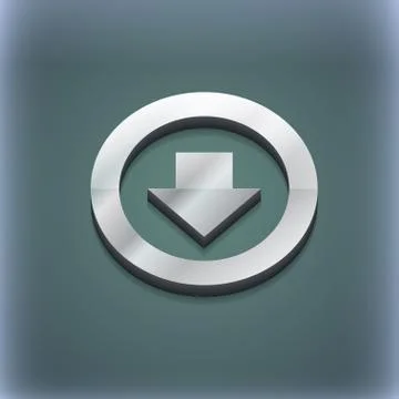 Arrow down, Download, Load, Backup icon symbol. 3D style. Trendy, modern design Stock Illustration