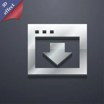 Arrow down, Download, Load, Backup icon symbol. 3D style. Trendy, modern design Stock Illustration