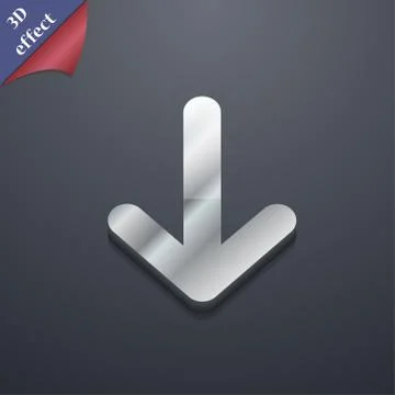 Arrow down, Download, Load, Backup icon symbol. 3D style. Trendy, modern design Stock Illustration