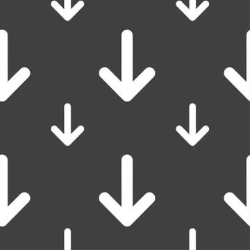 Arrow down, Download, Load, Backupicon sign. Seamless pattern on a gray backg Stock Illustration