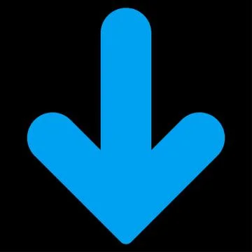 Arrow Down flat blue color icon 库存插图