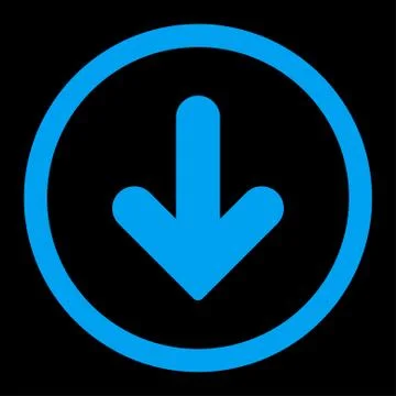 Arrow Down flat blue color rounded vector icon Stockillustratie