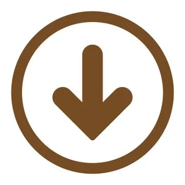 Arrow Down flat brown color rounded vector icon 库存插图