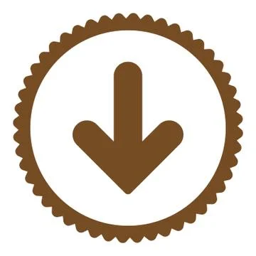 Arrow Down flat brown color round stamp icon 库存插图