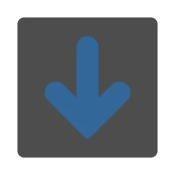 Arrow Down flat cobalt and gray colors rounded button 库存插图