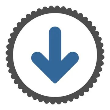 Arrow Down flat cobalt and gray colors round stamp icon Stockillustratie