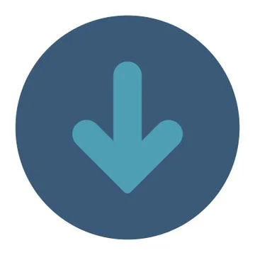 Arrow Down flat cyan and blue colors round button 库存插图