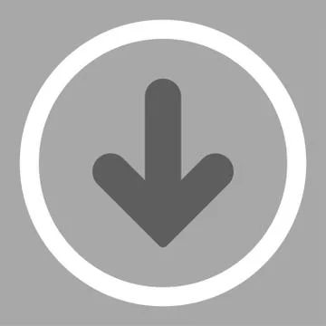 Arrow Down flat dark gray and white colors rounded raster icon 库存插图
