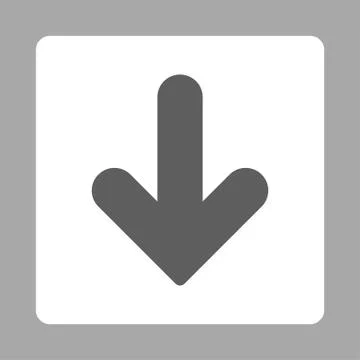 Arrow Down flat dark gray and white colors rounded button 库存插图