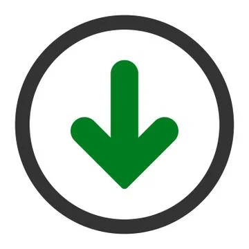 Arrow Down flat green and gray colors rounded vector icon 库存插图