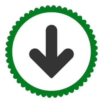 Arrow Down flat green and gray colors round stamp icon Stock Illustration