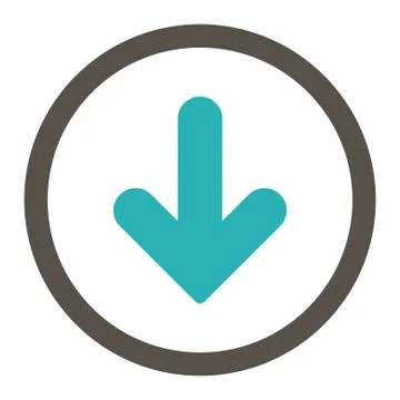 Arrow Down flat grey and cyan colors rounded vector icon Stock Illustration