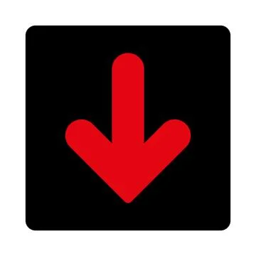 Arrow Down flat intensive red and black colors rounded button Stockillustratie