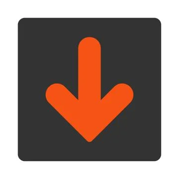 Arrow Down flat orange and gray colors rounded button 库存插图
