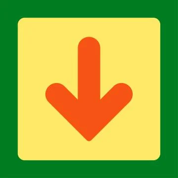 Arrow Down flat orange and yellow colors rounded button 库存插图
