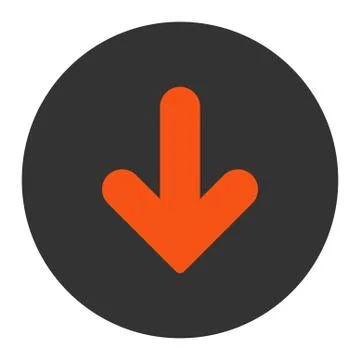 Arrow Down flat orange and gray colors round button 库存插图