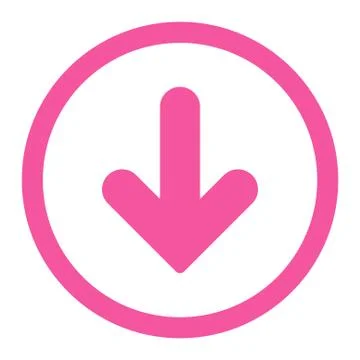 Arrow Down flat pink color rounded raster icon 库存插图