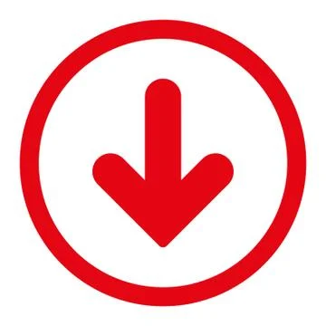 Arrow Down flat red color rounded vector icon 库存插图