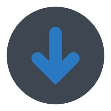 Arrow Down flat smooth blue colors round button 库存插图