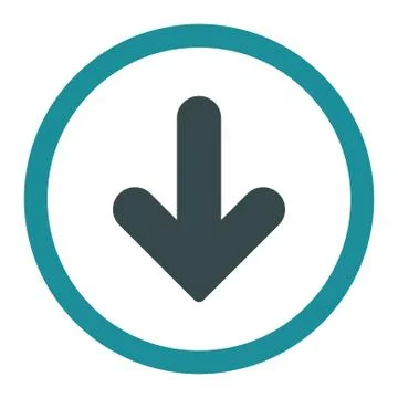 Arrow Down flat soft blue colors rounded raster icon 库存插图