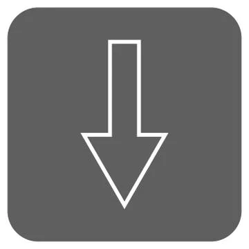 Arrow Down Flat Squared Glyph Icon 库存插图