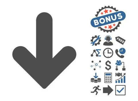 Arrow Down Flat Vector Icon With Bonus Stock Illustration