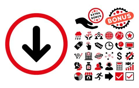 Arrow Down Flat Vector Icon with Bonus Stockillustratie