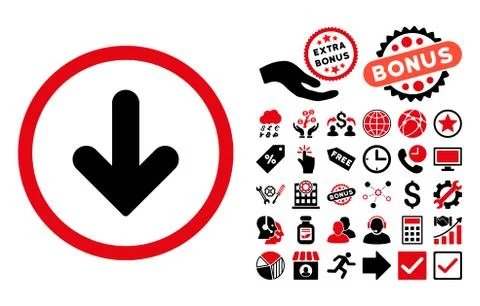 Arrow Down Flat Vector Icon with Bonus Stock Illustration