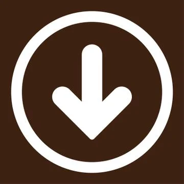 Arrow Down flat white color rounded raster icon 库存插图