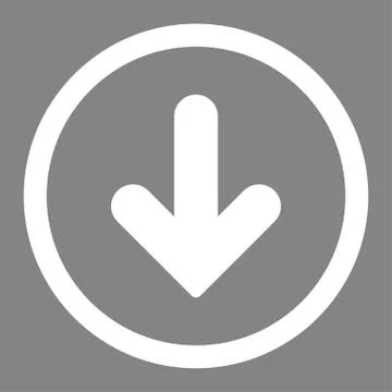 Arrow Down flat white color rounded raster icon 库存插图