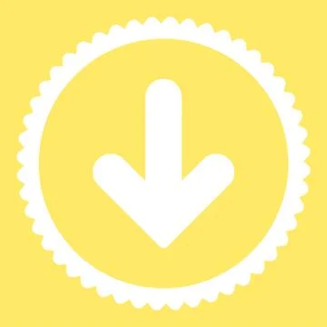 Arrow Down flat white color round stamp icon 库存插图