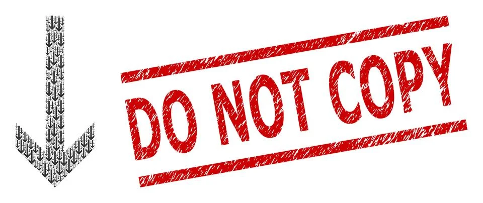 Arrow Down Fractal Collage of Arrow Down Icons and Distress Do Not Copy Seal 库存插图