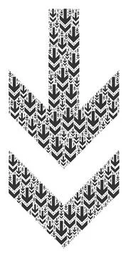 Arrow Down Fractal Collage of Itself Icons Stock Illustration