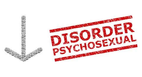 Arrow Down Fractal Composition of Arrow Down Icons and Textured Disorder Stock Illustration