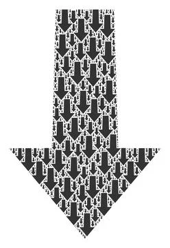 Arrow Down Fractal Composition of Itself Items Stock Illustration