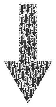 Arrow Down Fractal Composition of Itself Icons 库存插图